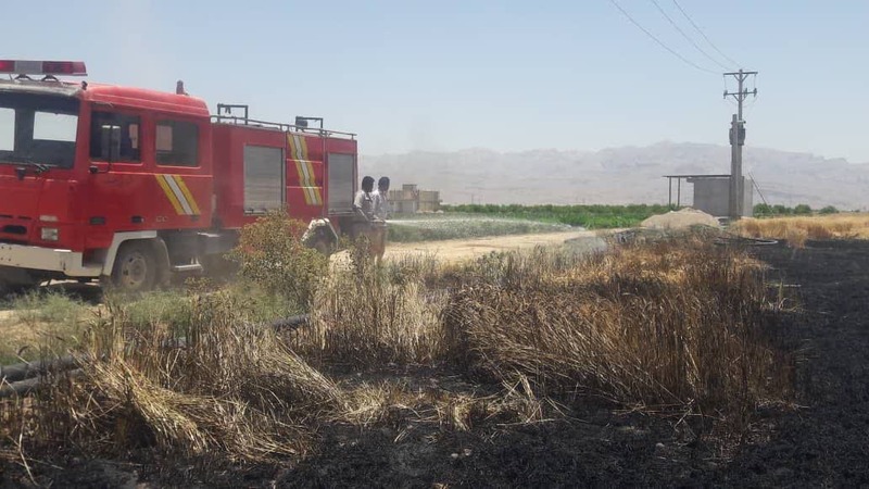 اطفاء حریق مزرعه‌ی گندم در روستای کبک‌آباد بخش ششده و قره‌بلاغ توسط نیروهای خدوم شهرداری ششده